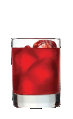 The Razzmatazz is a vibrant red colored drink recipe made from Three Olives raspberry vodka, cranberry juice and club soda, and served over ice in a rocks glass.