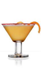 The 901 and Nectar cocktail recipe is an orange colored drink made from 901 Silver tequila, triple sec, honey, orange juice and lime juice, and served in a chilled cocktail glass garnished with red sugar and an orange twist.
