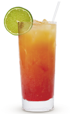 The 9 Punch is an orange colored drink recipe made from Cruzan 9 spiced rum, orange juice and cranberry juice, and served over ice in a highball glass.