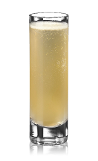 The Air Mail shot is made from Bacardi gold rum, lime juice, honey and champagne, and served in a chilled shot glass.