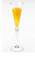 The Amaretto Mimosa is an orange colored drink made from Disaronno liqueur, orange juice and prosecco, and served in a chilled champagne flute.