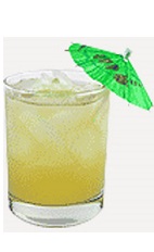 The Apple Hawaiian Fizz is a tropical drink recipe made from Burnett's sour apple vodka, sweet & sour mix, pineapple juice and lemon-lime soda, and served over ice in a rocks glass.
