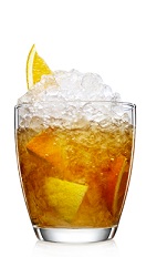 The Black Cocorinha is a play on the classic Brazilian Caipirinha cocktail. Made from Malibu Black rum, orange, lemon and simple syrup, and served over ice in a rocks glass.
