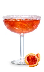 The Blood Orange Margarita is an orange cocktail made from tequila, blood orange liqueur, lime juice and agave nectar, and served over ice in a margarita glass.