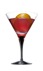 The Blood Orange Martini is a red cocktail made from Smirnoff orange vodka, orange bitters, orange juice and cranberry juice, and served in a chilled cocktail glass.