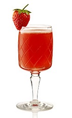 The Bloodhound is a fruity red cocktail made from Beefeater gin, sweet vermouth, dry vermouth, maraschino liqueur and strawberries, and served in a chilled cocktail glass.