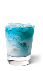 The Blue Frost drink recipe is a blue colored cocktail made from UV Blue raspberry vodka, raspberry sherbet and lemon-lime soda, and served over ice in a rocks glass.