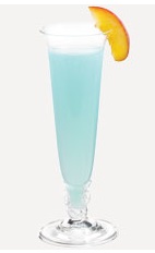 The Blue Fizz is an exciting blue colored cocktail recipe perfect for New Year's eve, or any formal social event. Made from Burnett's blue raspberry vodka, peach schnapps and club soda, and served in a chilled champagne flute.