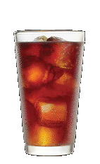 The Cake and Cola drink recipe is a brown colored cocktail made from Three Olives iced cake vodka and cola, and served over ice in a highball glass.