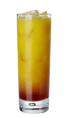 The Carillo Charmer is an orange colored drink recipe made from Carillo mild bitter liqueur and orange juice, and served over ice in a Collins glass.