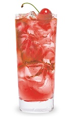 The Cherry Blossom is a wonderful red spring drink made from Pucker cherry schnapps, vodka, grenadine and pink lemonade, and served over ice in a highball glass.