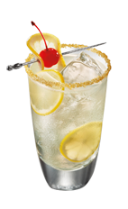 The Cherry Lemonade is a clear drink made from Smirnoff cherry vodka, lemonade, club soda and lemon, and served over ice in a highball glass.
