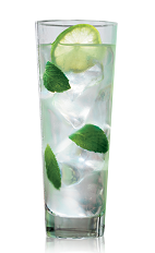 The Classic Light Mojito is made from rum, mint, lime, simple syrup and club soda, and served in a highball glass over ice.