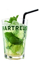The Chartreuseito is an exotic version of the classic Mojito drink. A green drink made from Green Chartreuse, lime, mint and club soda, and served over ice in a highball glass.