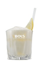 The Foaming Banana Banshee is the perfect Halloween drink to make your guests scream. A cream colored drink made from yoghurt liqueur, white creme de cacao, lemon juice and Bols Banana Foam liqueur, and served over ice in a rocks glass.