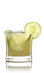 The French Pear drink recipe is made from Lucid absinthe, pear juice, simple syrup, lemon juice and cucumber, and served over ice in a rocks glass.