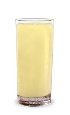 The Funky Monkey is a yellow drink made from banana liqueur, light rum, coconut rum and pineapple juice, and served over ice in a highball glass.