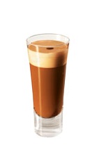 The Grand Moccha is a brown drink perfect for relaxing. Made form Grand Marnier, milk, espresso, chocolate syrup and whipped cream, and served in a highball glass.