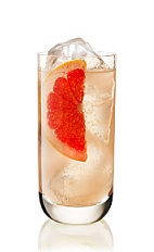 The Grapefruit Fizz is a classy pink drink made from Beefeater gin, pink grapefruit juice and club soda, and served over ice in a highball glass.