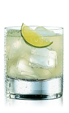 The Hand Shaken Daiquiri is made from Bacardi rum, lime juice and simple syrup, and served over ice in a rocks glass.