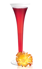 The Island Rose is an exotic red colored tropical cocktail made from Tropix liqueur, chilled champagne and pomegranate juice, and served in a chilled champagne glass.
