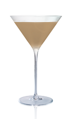 The Karamel Pretzel Martini is made from Stoli Salted Karamel vodka, frozen yogurt and chocolate syrup, and served in a chilled cocktail glass.