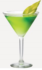The Key Limeade is a green and yellow colored cocktail recipe made from Burnett's limeade vodka, vanilla vodka and pineapple juice, and served in a chilled cocktail glass.