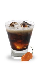 The Luscious Chili Russian is a spicy variation of the classic Black Russian drink. A brown drink, made from chocolate chili liqueur, vodka and half & half, and served over ice in a rocks glass.