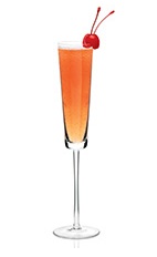 The MOM-osa is a nutty variation of the classic Mimosa cocktail. An orange cocktail made from Frangelico hazelnut liqueur, passion fruit juice and champagne, and served in a chilled champagne flute.