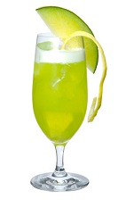 The Maple Fizz drink is made from Midori melon liqueur, gin, lemon juice, maple syrup, egg white, honeydew melon and club soda, and served in any tall, stemmed glass.