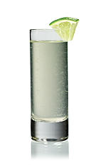 The Mini Mule Shot is made from Stoli vodka, ginger ale and lime juice, and served in a chilled shot glass.