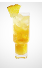 The Pineapple Spiced Punch recipe is made from Flor de Cana rum, lime juice, sugar, lemon, sage, ginger, pineapple juice and club soda, and served over ice in a highball glass.
