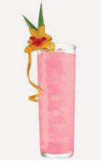 The Pink Pop is a fun summer drink recipe loved by the ladies. A pink colored cocktail made from Burnett's pink lemonade vodka, lemon-lime soda and fruit, and served over ice in a highball glass.