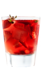 The Pisco Strawberry drink recipe is a red colored cocktail made from Chilean pisco, strawberry juice, strawberries, light cream, cinnamon and brown sugar, and served over ice in a rocks glass.