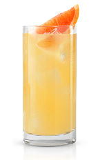 The Pit Bull is a yellow colored drink made form New Amsterdam vodka, lime juice, grapefruit juice and lemon-lime soda, and served over ice in a highball glass.