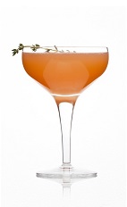 The Rabbit's Foot cocktail is guaranteed to bring you a little luck tonight. Made from Caorunn gin, bitters, grenadine, peach puree, lemon juice, thyme, Prosecco and grapefruit bitters, and served in a chilled cocktail glass.