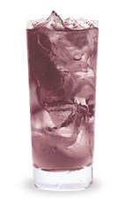 The Raspberry Lemonade is a purple drink made from DeKuyper Razzmatazz, citrus vodka and lemonade, and served over ice in a highball glass.