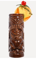 The Runnerita tropical cocktail recipe is a blended drink made from Burnett's rum, tequila, triple sec, lime juice and orange juice, and served over ice in a highball glass.