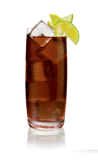 The Salted Kola drink is made from Stoli Salted Karamel vodka, Coke and lemon and lime wedges, and served over ice in a highball glass.