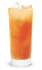 The Sour Apple Madras is an orange colored drink made form Pucker sour apple schnapps, vodka, cranberry juice and orange juice, and served over ice in a highball glass.