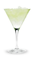 The Sour Apple Popsicle is a green cocktail made from Pucker sour apple schnapps and heavy cream, and served over ice in a cocktail glass.