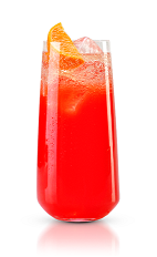 The Wrench is a red colored Halloween drink made from New Amsterdam vodka, orange juice, grenadine and ginger ale, and served over ice in a highball glass.