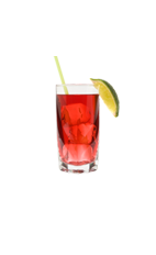 The Throw Rocks is a tempting red colored drink made from Big House Tupelo honey bourbon, cranberry juice and club soda, and served over ice in a highball glass.