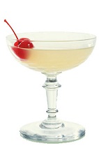 The Vieux Mot cocktail is made from gin, St-Germain elderflower liqueur, simple syrup and lemon juice, and served in a chilled cocktail glass or champagne saucer.
