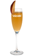 The Bellini is a classic cocktail recipe perfect for a party when you need a light and refreshing drink. This variation is made from Volare peach liqueur, peach puree and chilled prosecco, and served in a chilled champagne flute garnished with a peach slice.