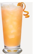 The Whale's Breath is an orange colored drink recipe made from Burnett's spiced rum, cranberry juice and orange juice, and served over ice in a highball glass.