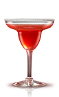 The Campari Margarita is a red cocktail made from Campari, lime juice and Grand Marnier, and served in a sugar-rimmed margarita glass.
