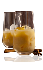 The Amarula Spice is made from Amarula, mango juice and cayenne pepper, and served over ice in a highball glass.