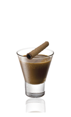 The Amarula Tusk at Dusk is a brown colored shot made from Amarula cream liqueur and chilled espresso, and served in a chilled shot glass.