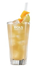 The Anejo Knuckleball is a refreshing orange drink made from Bols barrel aged genever, Cointreau, lime juice and ginger beer, and served over ice in a highball glass.
